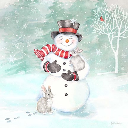 Framed Let it Snow Blue Snowman VI Print