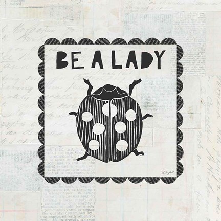 Framed Ladybug Stamp Be A Lady Print