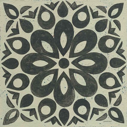 Framed Black and White Tile III Print