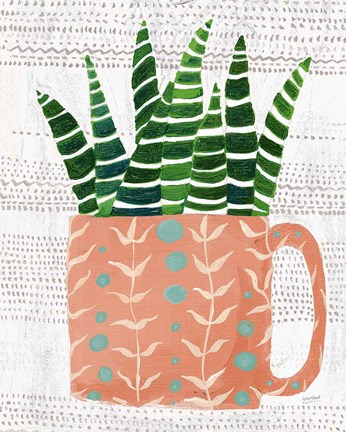 Framed Succulent Cup Neutral Crop Print