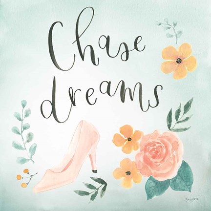 Framed Chase Dreams I Green Print