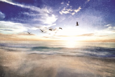 Framed Seascape with Gulls Print