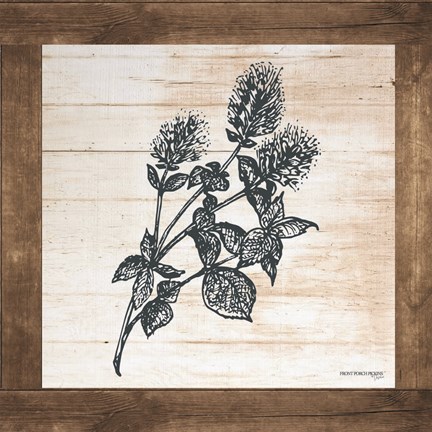 Framed Petals on Planks - Mint Print