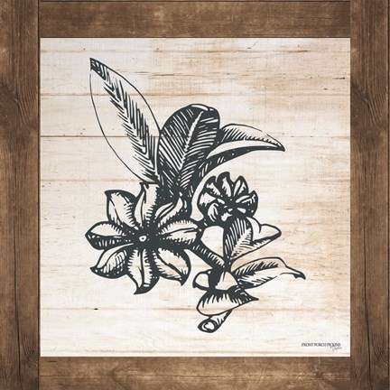 Framed Petals on Planks - Anise Print