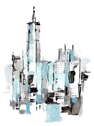 Framed Blue City II Print