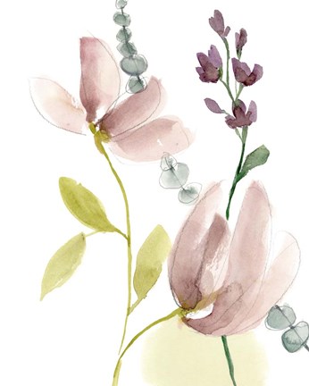 Framed Pastel Flower Composition II Print