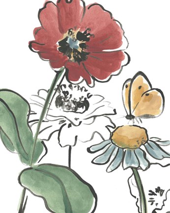 Framed Boho Florals II Print