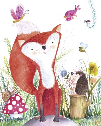 Framed Forest Pals I Print