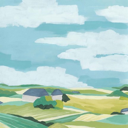 Framed Village Valley I Print