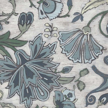 Framed Blue Garden Chintz III Print