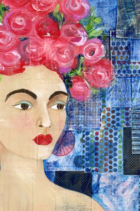 Framed Flowers in her Hair I Print