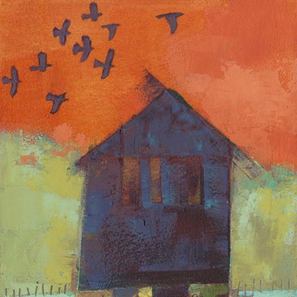 Framed Bird Barn II Print