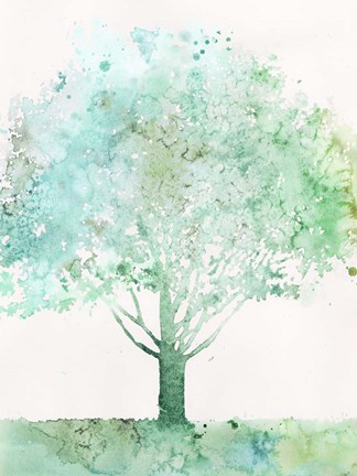Framed Aquamarine Tree I Print