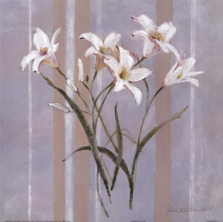 Framed Stripes and Lilies Print