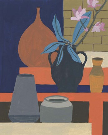 Framed Vases on a Shelf I Print