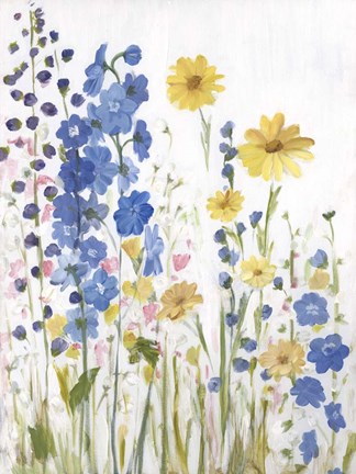 Framed Periwinkle Wildflowers I Print