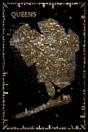 Framed Glam New York Collection-Queens Print