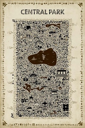 Framed Antique New York Collection-Central Park Print