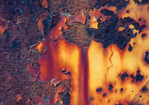 Framed Details Of Rust And Paint On Metal 1 Print