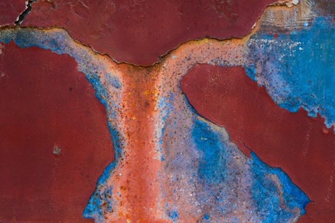 Framed Details Of Rust And Paint On Metal 16 Print