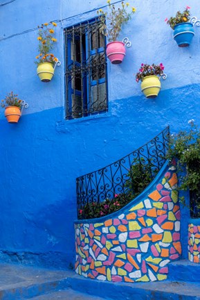 Framed Morocco, Chefchaouen Colorful House Exterior Print