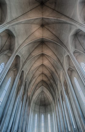 Framed Iceland, Reykjavik, Ribbed Vaults In The Modern Cathedral Of Hallgrimskirkja Print