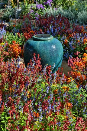 Framed Flower Pot In Field Of Flowers, Longwood Gardens, Pennsylvania Print
