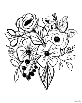 Framed Flower Sketch Print