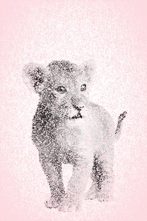 Framed Pink Lion Cub Print