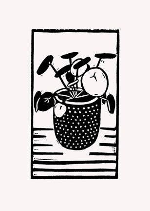 Framed Black Disc Plant Print