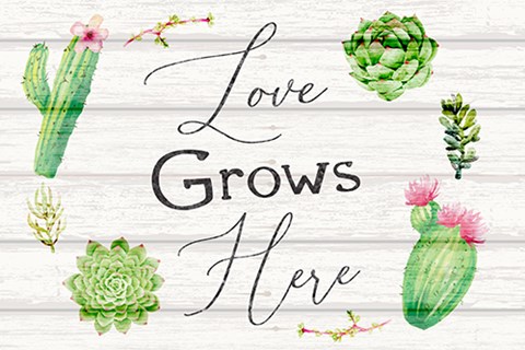 Framed Love Grows Here Print