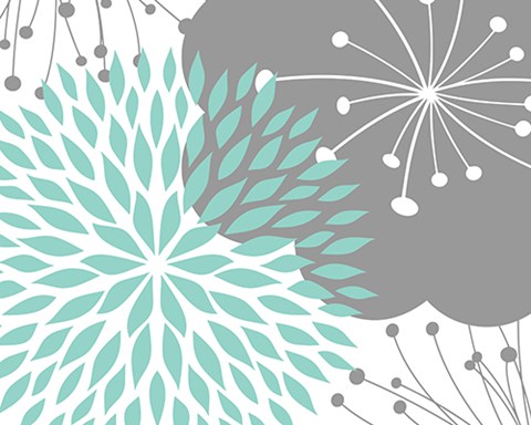 Framed Teal Foliage Floral Print