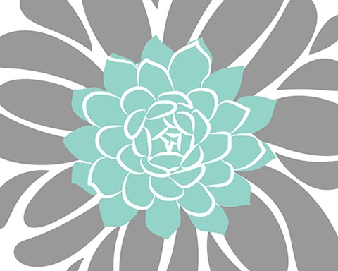 Framed Teal Foliage Floral IV Print