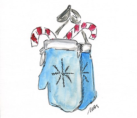 Framed Blue Mittens Print