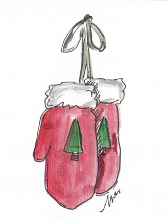 Framed Red Mittens Print