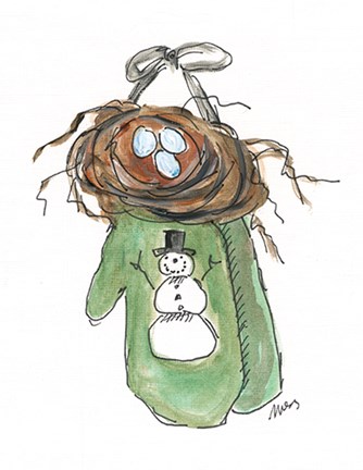 Framed Green Mittens Print