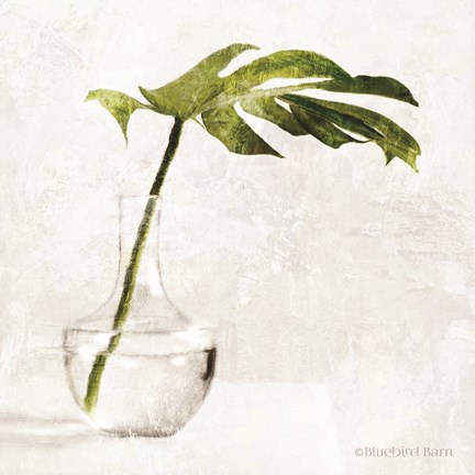 Framed Single Green Stem in Glass Print