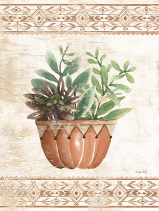 Framed Southwest Terracotta Succulents I Print