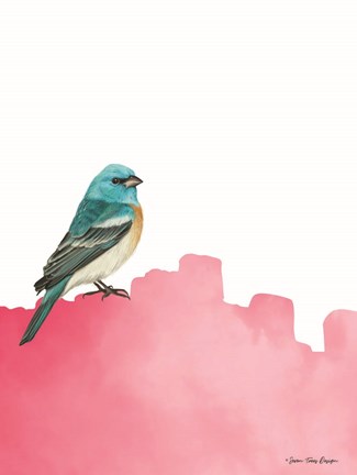 Framed Bird on Pink Print