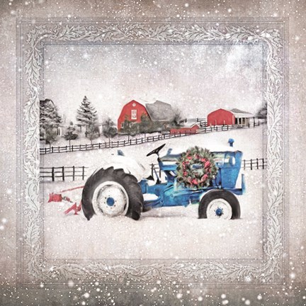 Framed Christmas Tractor Print