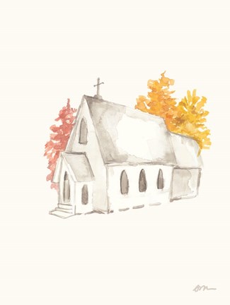 Framed Autumn Church Print
