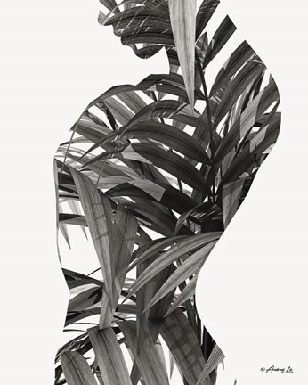 Framed Black &amp; White Palm Leaves Woman Print