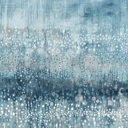 Framed Rain Abstract IV Blue Silver Print