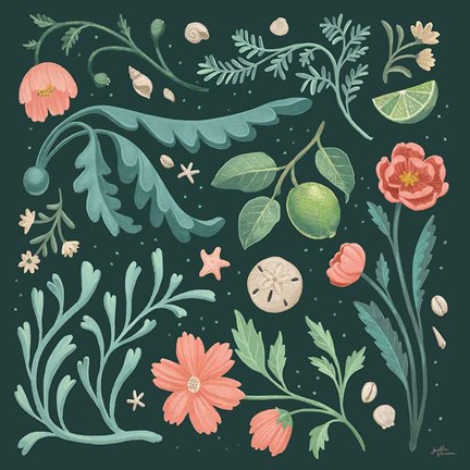 Framed Seaside Botanical II Dark Print