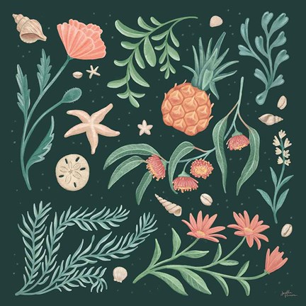 Framed Seaside Botanical III Dark Print