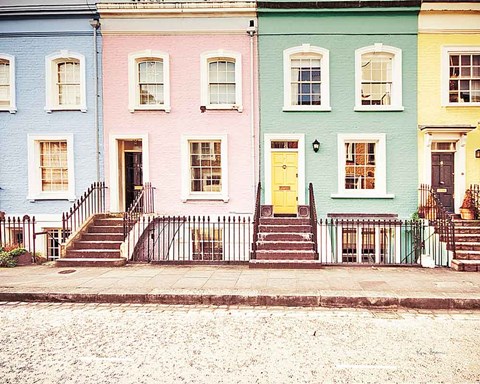 Framed Chelsea Houses All Lined Up Spring Print