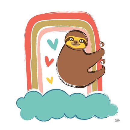 Framed Colorful Sloth I Print