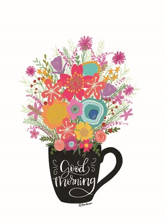 Framed Good Morning Coffee Floral Print