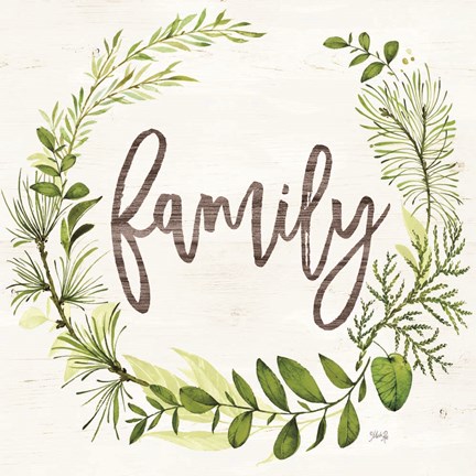 Framed Family Greenery Wreath Print