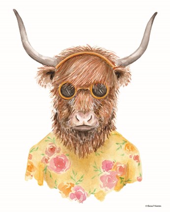 Framed Yak in Yellow Print